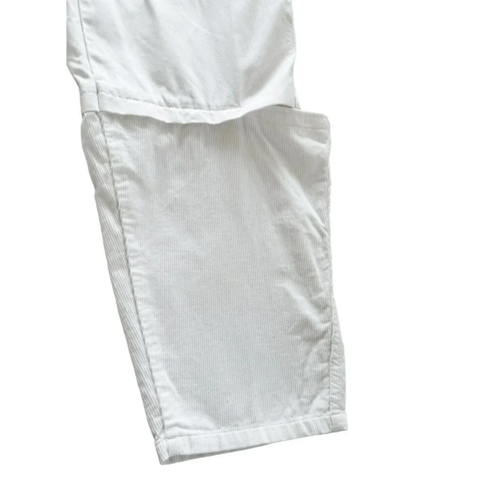 Comme Des Garcons Shirt Men's Sz L White Cotton & Corduroy Pants Torn Knees